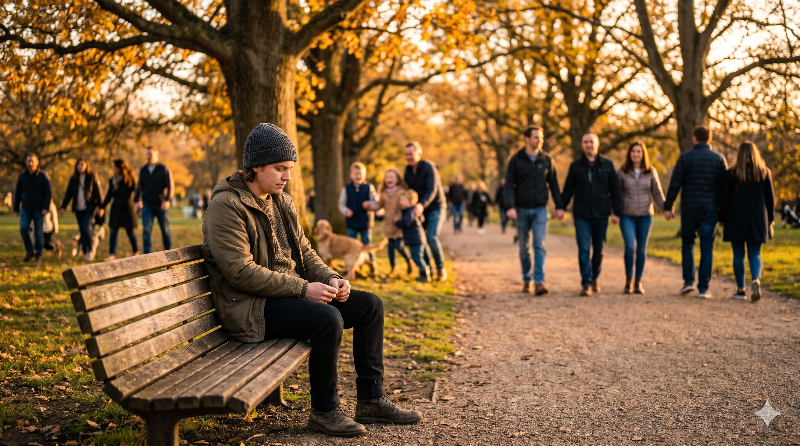 Person alone on a park bench